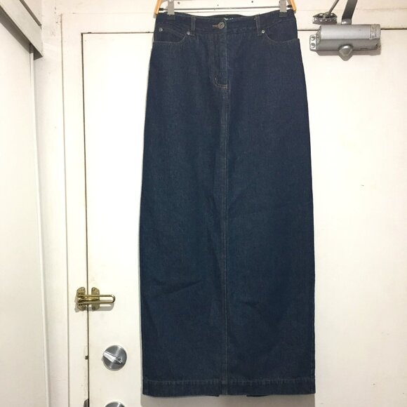 VINTAGE CONTRAST JEANES MAXI SKIRTS SIZE 5 - Picture 2 of 6